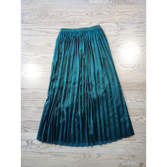 Marine Layer Womens XS Chelsea Pleated Midi Skirt Green Gables New - Picture 3 of 11
